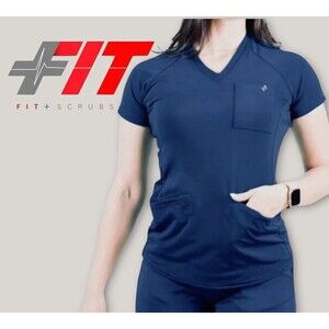 FIT Scrubs Evrpur 2.0 Pocket Plus Navy Blue Medical Uniform Top Size Large
